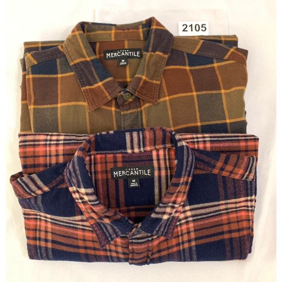 Bundle of 2 J. Crew Mercantile Mens Flannel Shirts Plaid Medium Cabincore Preppy - Picture 15 of 15